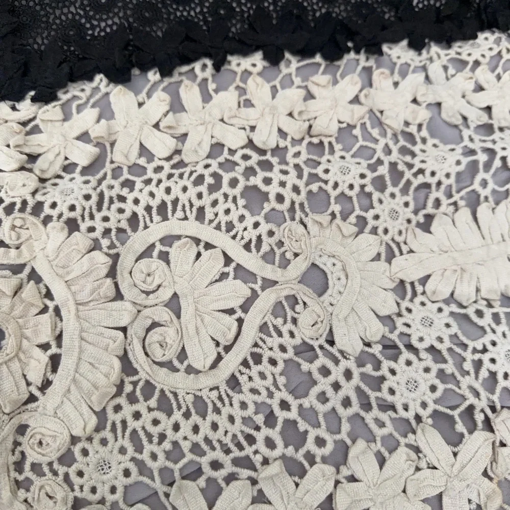 Black and Cream Crochet Lace Panel Mini Skirt size OP